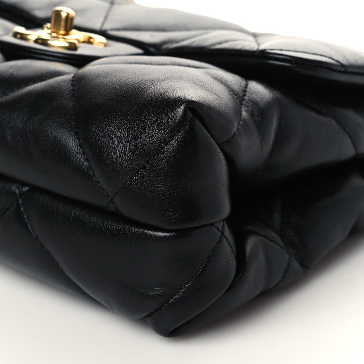 Chanel Lambskin Quilted Small Chain Top Handle Flap Black 8 of 9