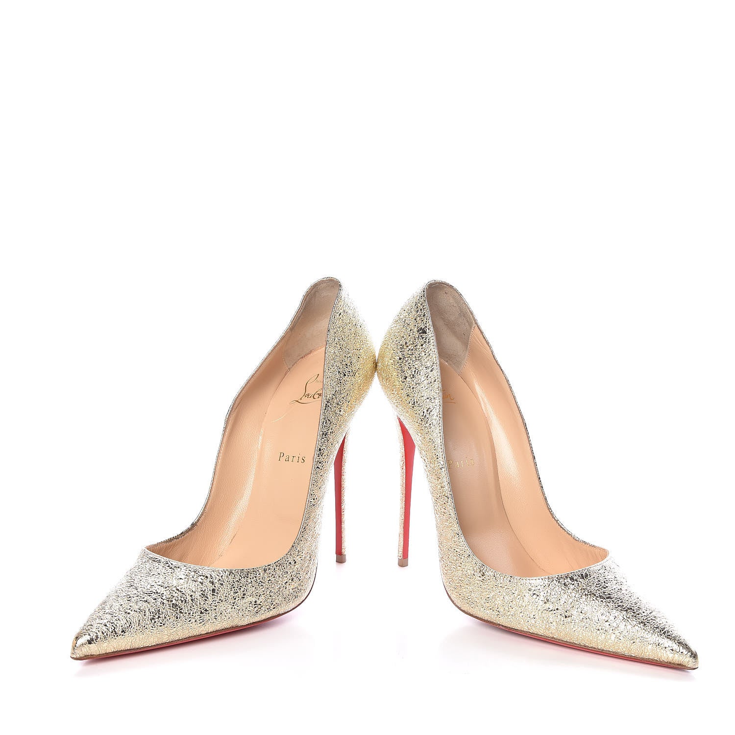 Christian Louboutin Metallic Crinkled Specchio So Kate 120 Pumps 42 Platine 6 of 11