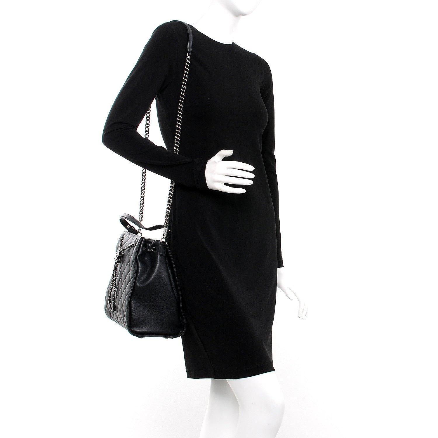 Chanel Caviar Quilted Medium CC Bucket Bag Black 2 of 7