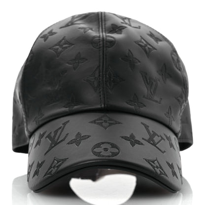 Louis Vuitton Calfskin Monogram Shadow Baseball Cap 58 Black 3 of 9