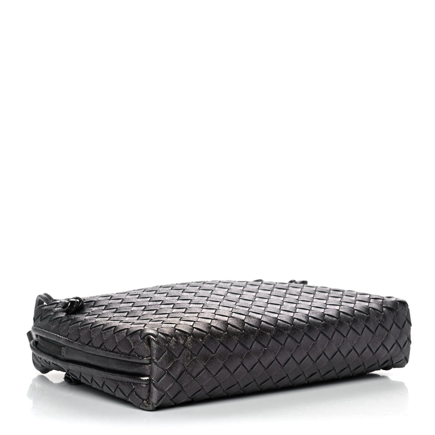 Metallic Nappa Intrecciato Nodini Crossbody Messenger Dark Grey