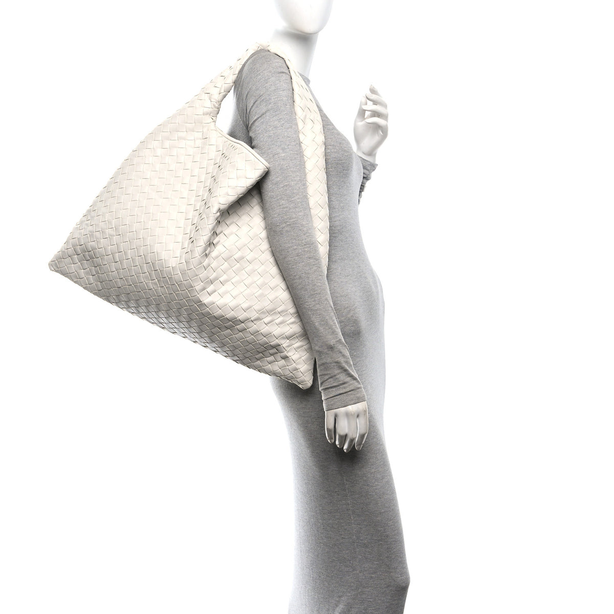 Bottega Veneta Calfskin Intrecciato Large Hop White 2 of 10