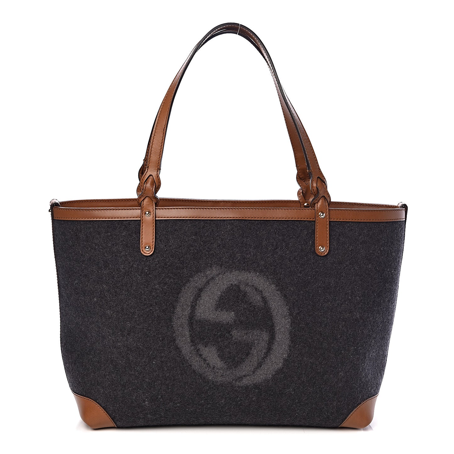 Wool Calfskin Medium Craft Tote Black Brown