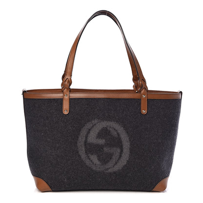 Gucci Wool Calfskin Medium Craft Tote Black Brown 3 of 11