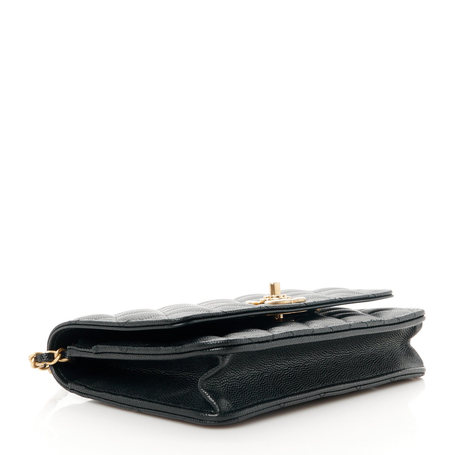 Caviar Quilted Camellia Wallet On Chain WOC Black