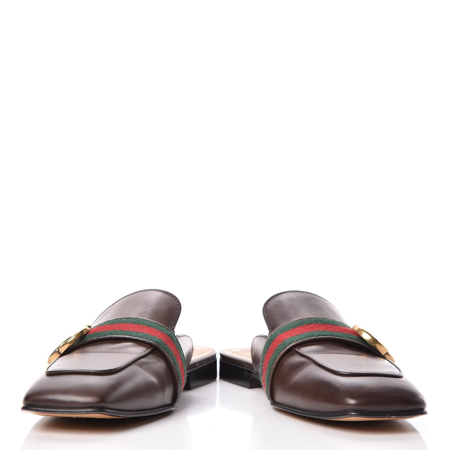 Calfskin Web Womens Peyton GG Slippers 39 Dark Brown