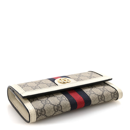 Gucci GG Supreme Monogram Textured Calfskin Web Ophidia Continental Wallet Beige White 4 of 8