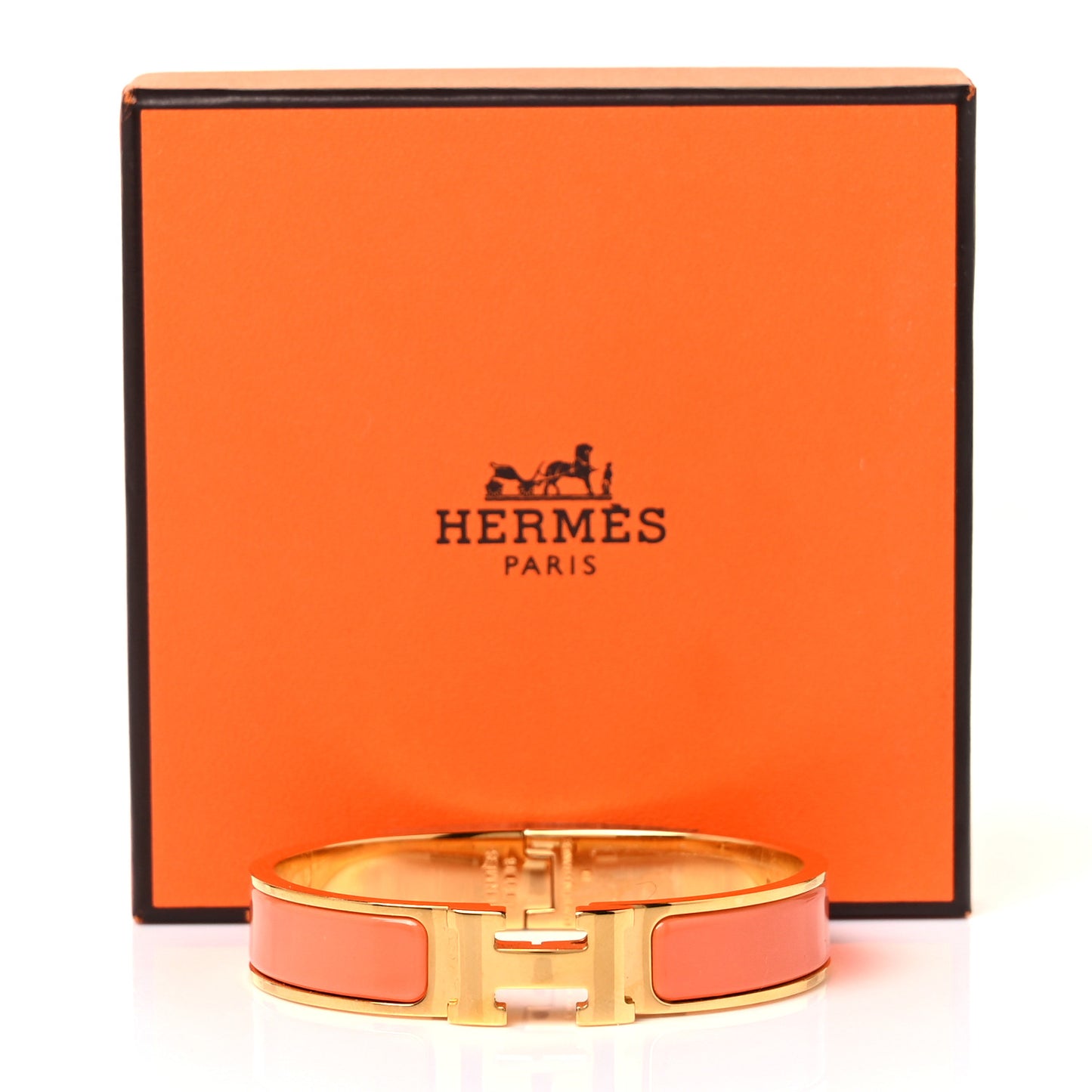 Enamel Narrow Clic Clac H Bracelet PM Peach Melba