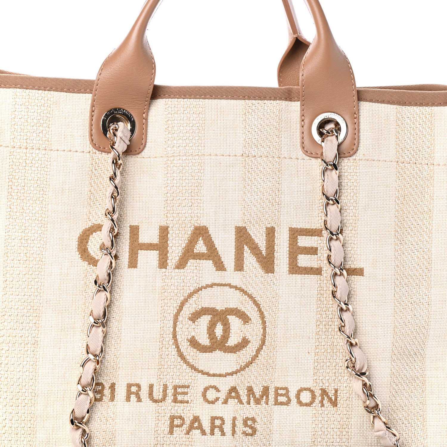 Chanel Mixed Fibers Striped Medium Deauville Tote Beige 8 of 10