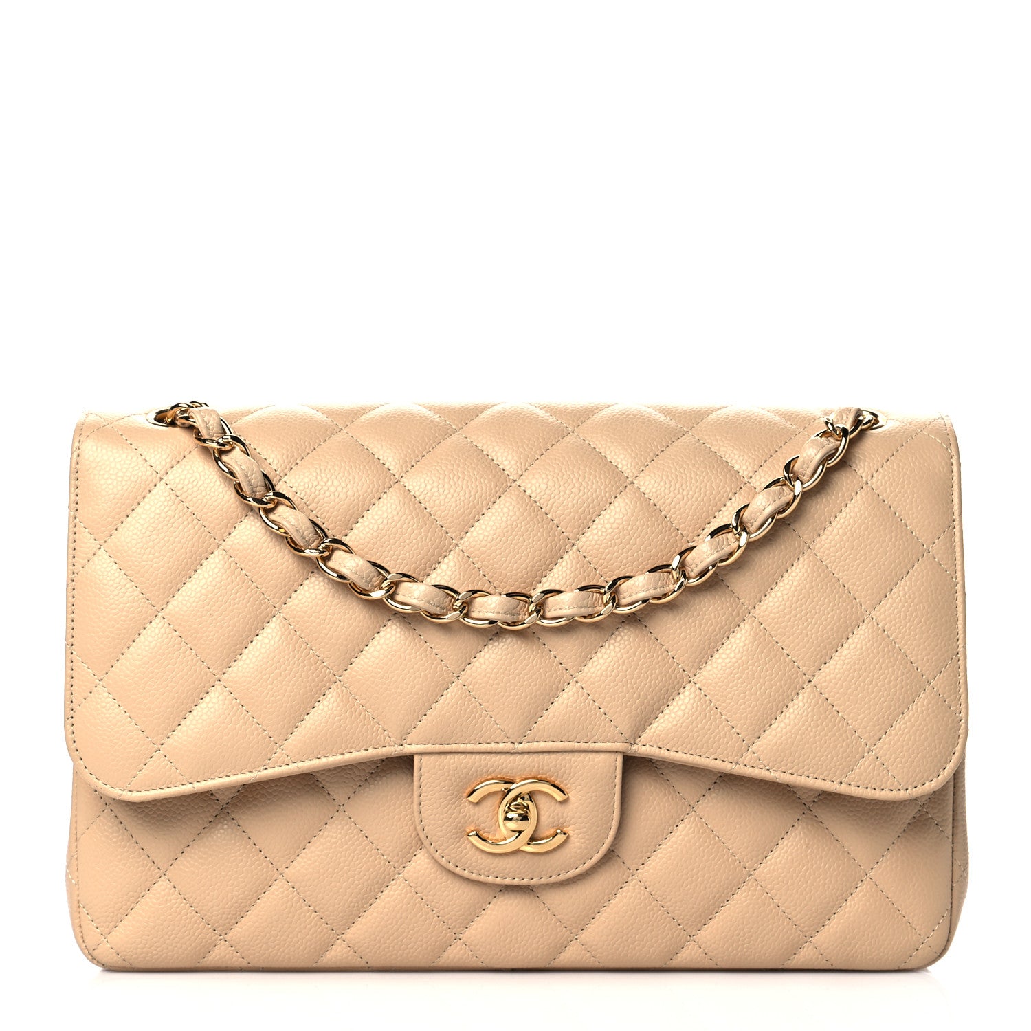 Chanel Caviar Quilted Jumbo Double Flap Beige Clair 1 of 11