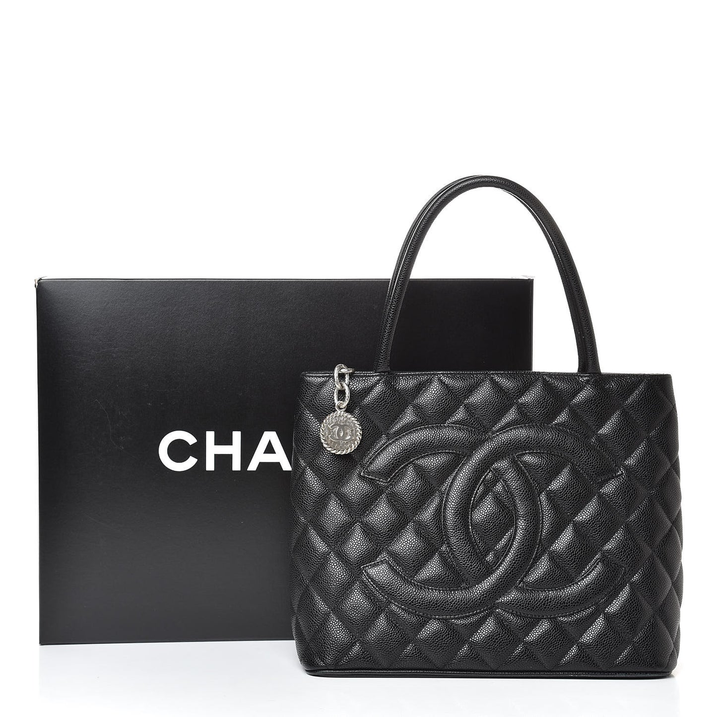 Caviar Quilted Medallion Tote Black