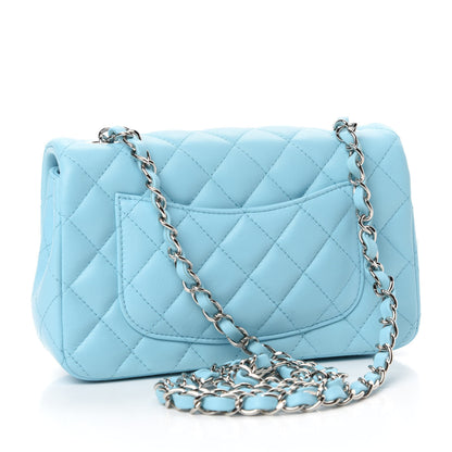 Chanel Lambskin Quilted Mini Rectangular Flap Neon Blue 3 of 11