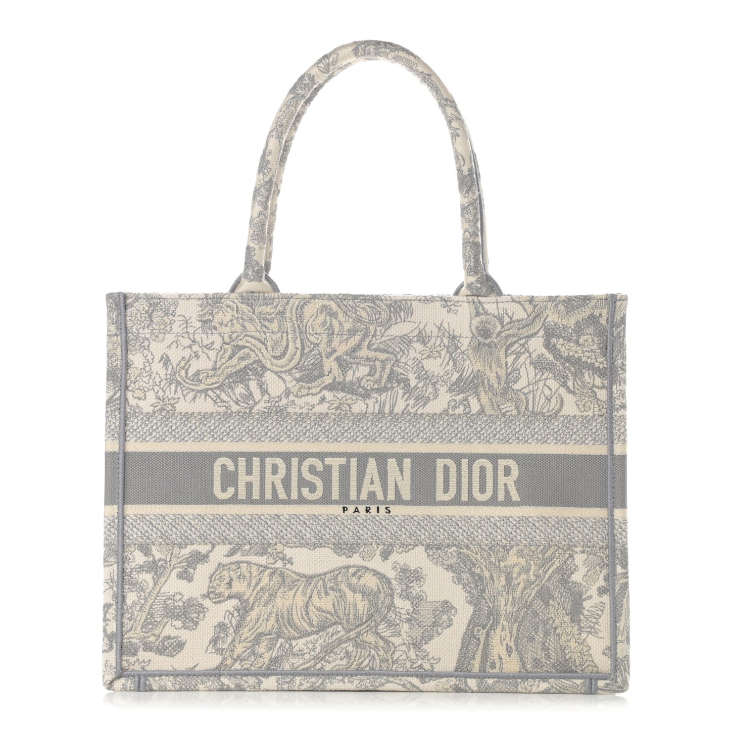 Canvas Embroidered Medium Dioriviera Toile De Jouy Book Tote Gray