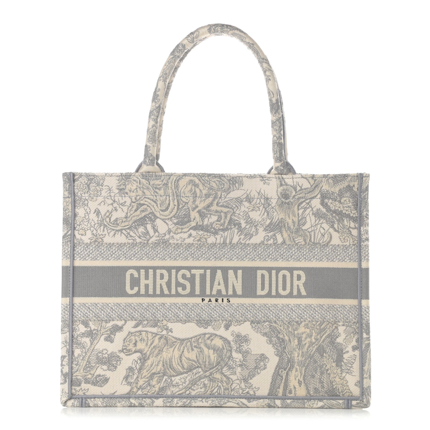 Christian Dior Canvas Embroidered Medium Dioriviera Toile De Jouy Book Tote Gray 1 of 11