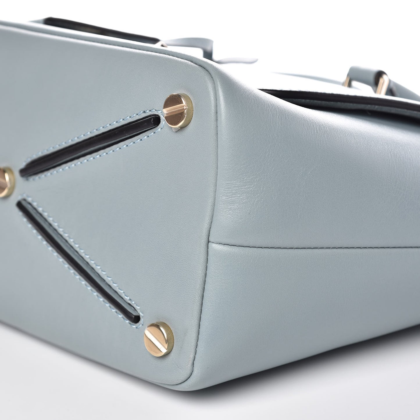 Calfskin Small Rockstud Demilune Double Handle Satchel Nube