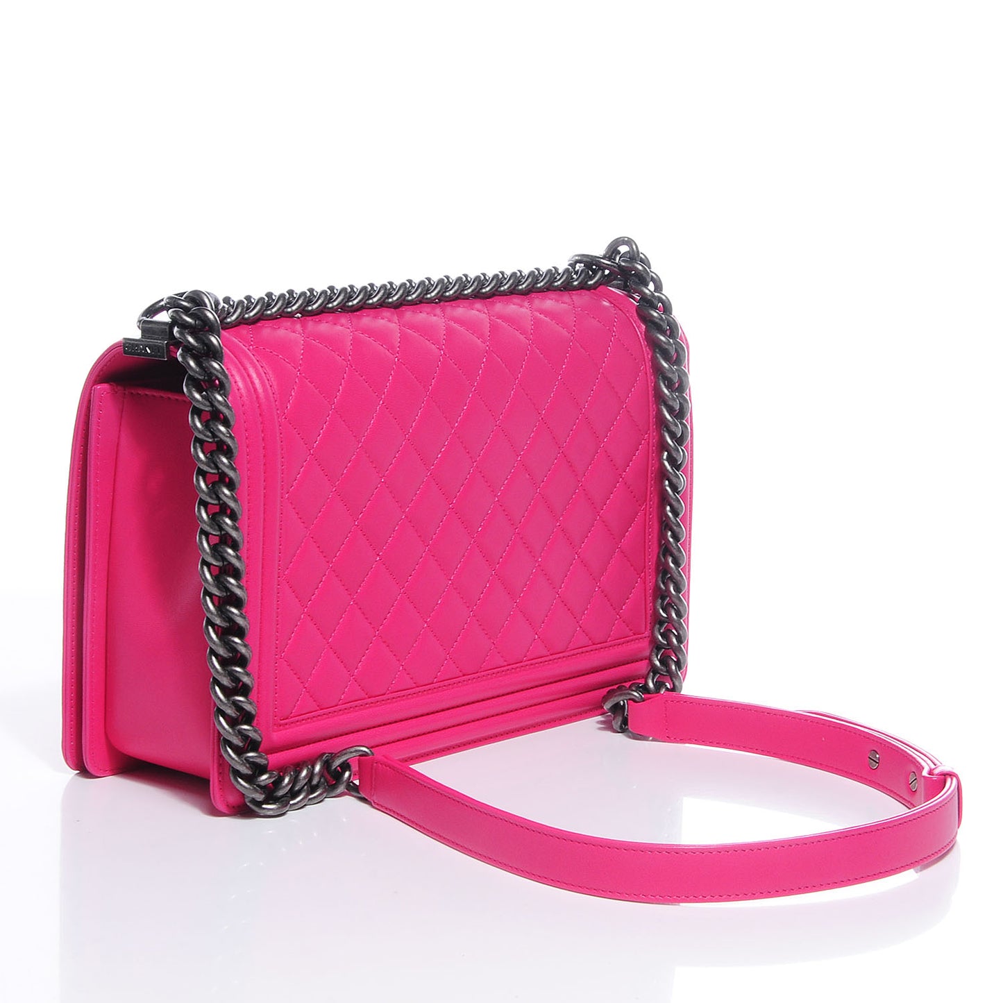 Lambskin New Medium Boy Flap Dark Pink
