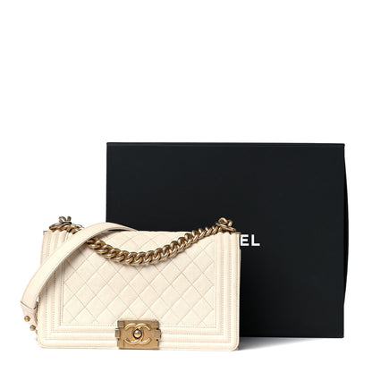Chanel Caviar Quilted Medium Boy Flap White 27 of 27