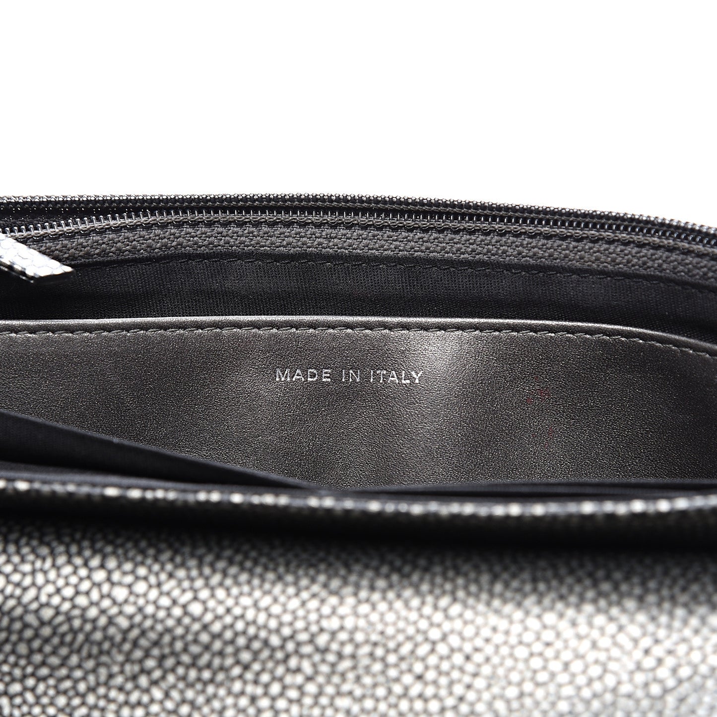 Metallic Caviar Half Moon Wallet On Chain WOC Dark Silver