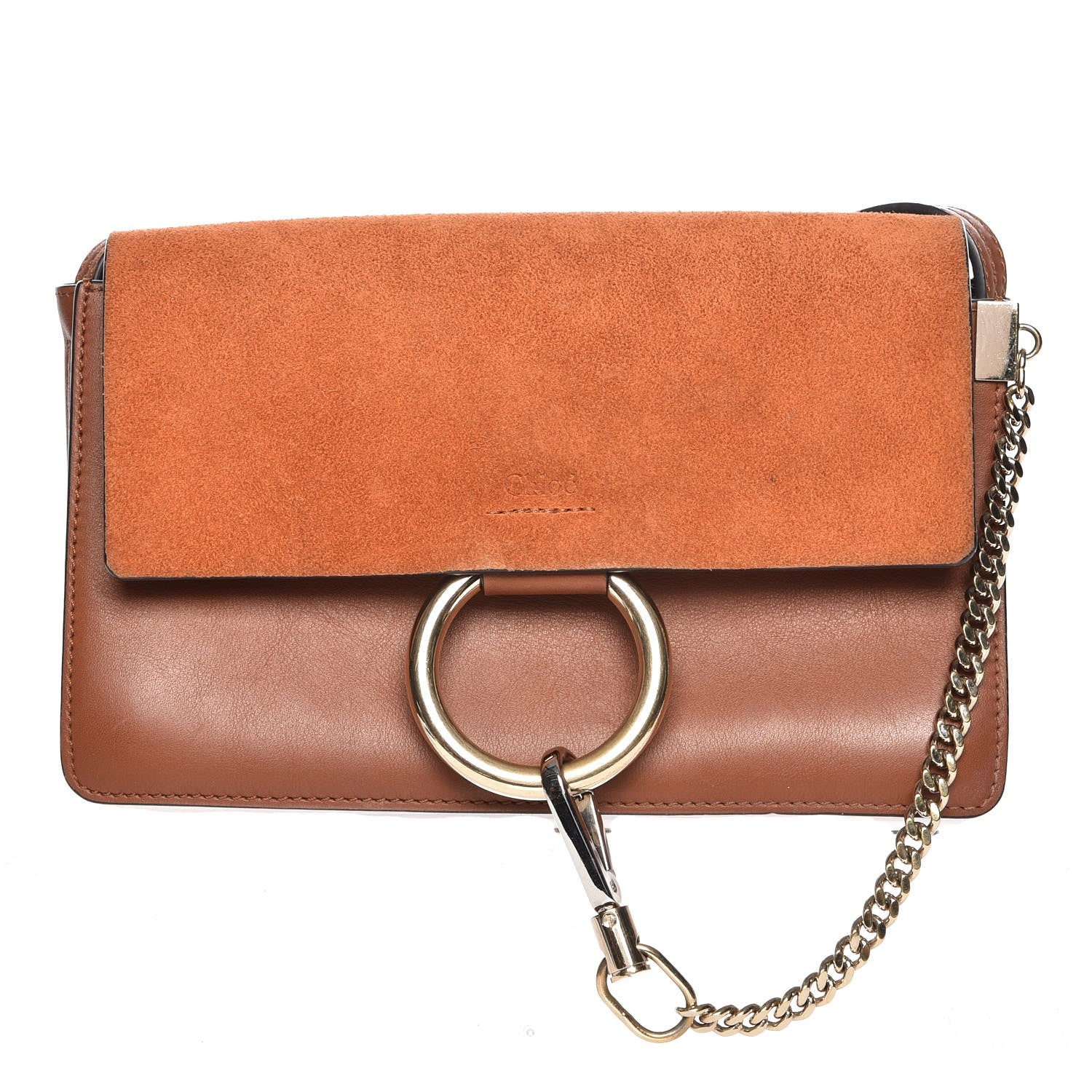 Chloe Suede Calfskin Small Faye Shoulder Bag Tobacco 1 of 10