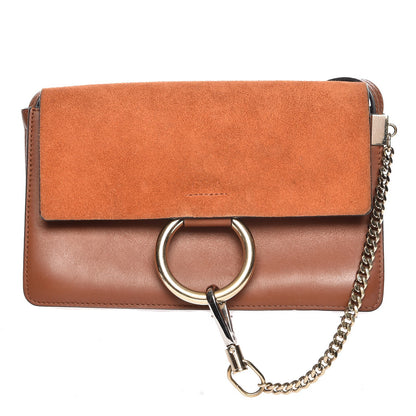 Chloe Suede Calfskin Small Faye Shoulder Bag Tobacco 1 of 10