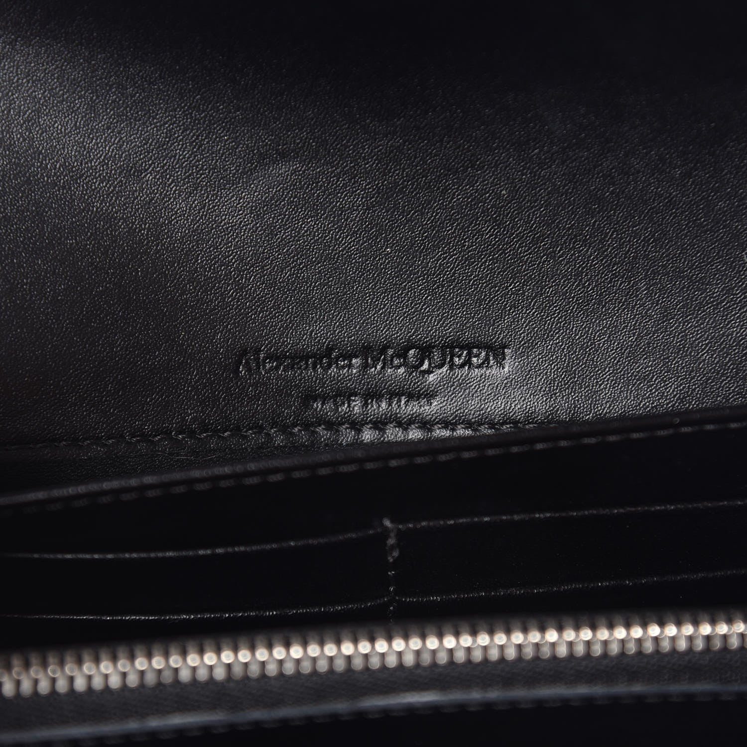 Alexander McQueen Calfskin Crystal Pin Envelope Wallet On Chain Black 8 of 11