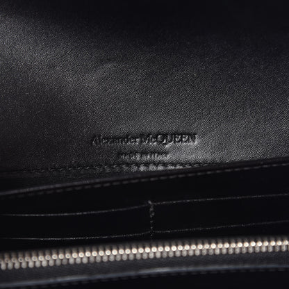 Alexander McQueen Calfskin Crystal Pin Envelope Wallet On Chain Black 8 of 11