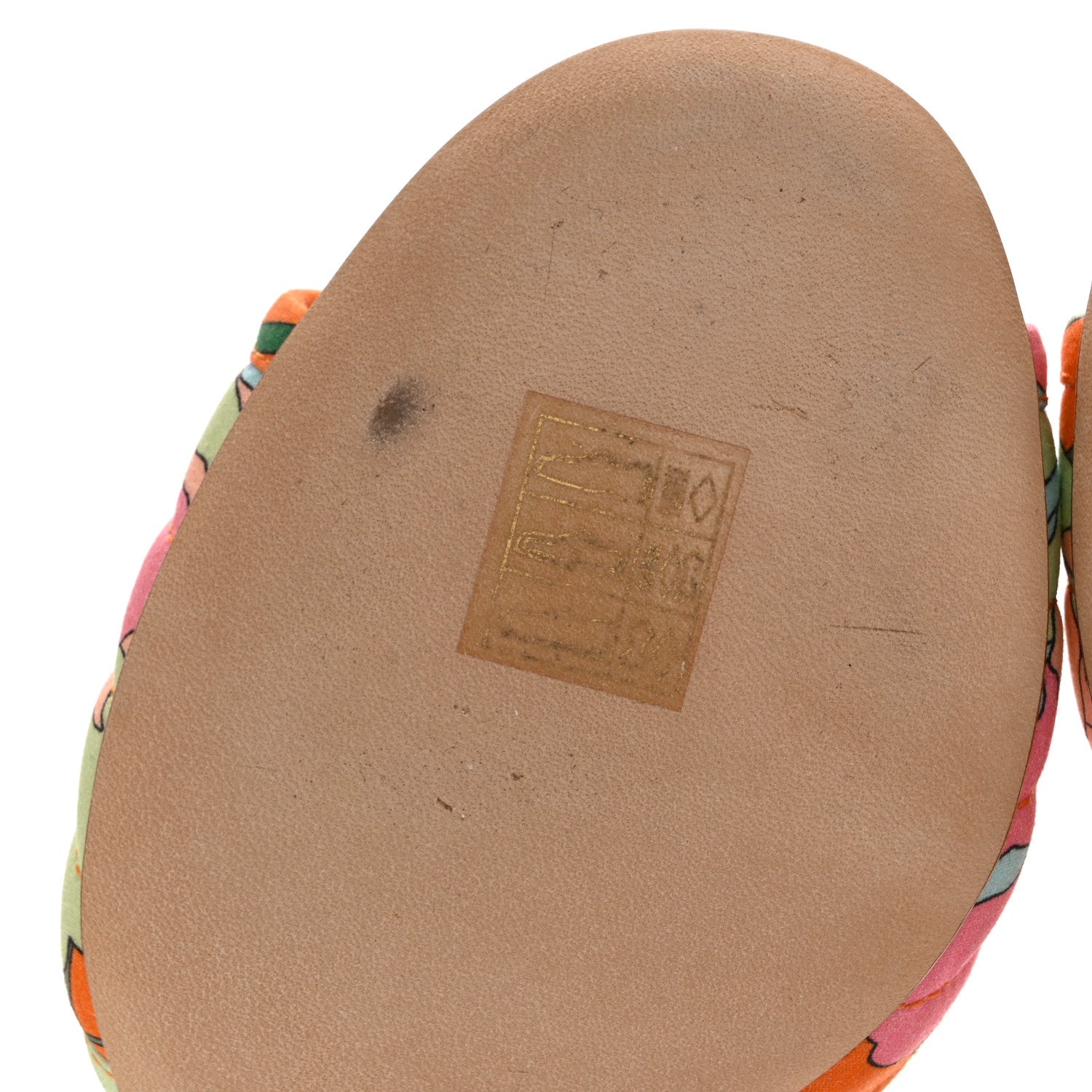 Fendi Fabric Calfskin Promenade Slingback Sandals 35 Arancio Multicolor Lipstick 12 of 12