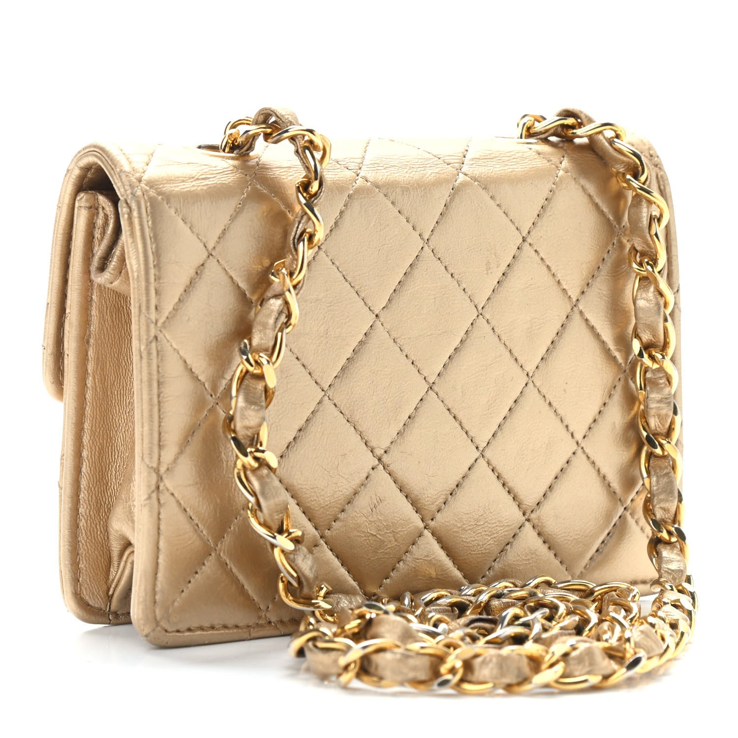 Chanel Metallic Lambskin Quilted Extra Mini Flap Gold 2 of 9