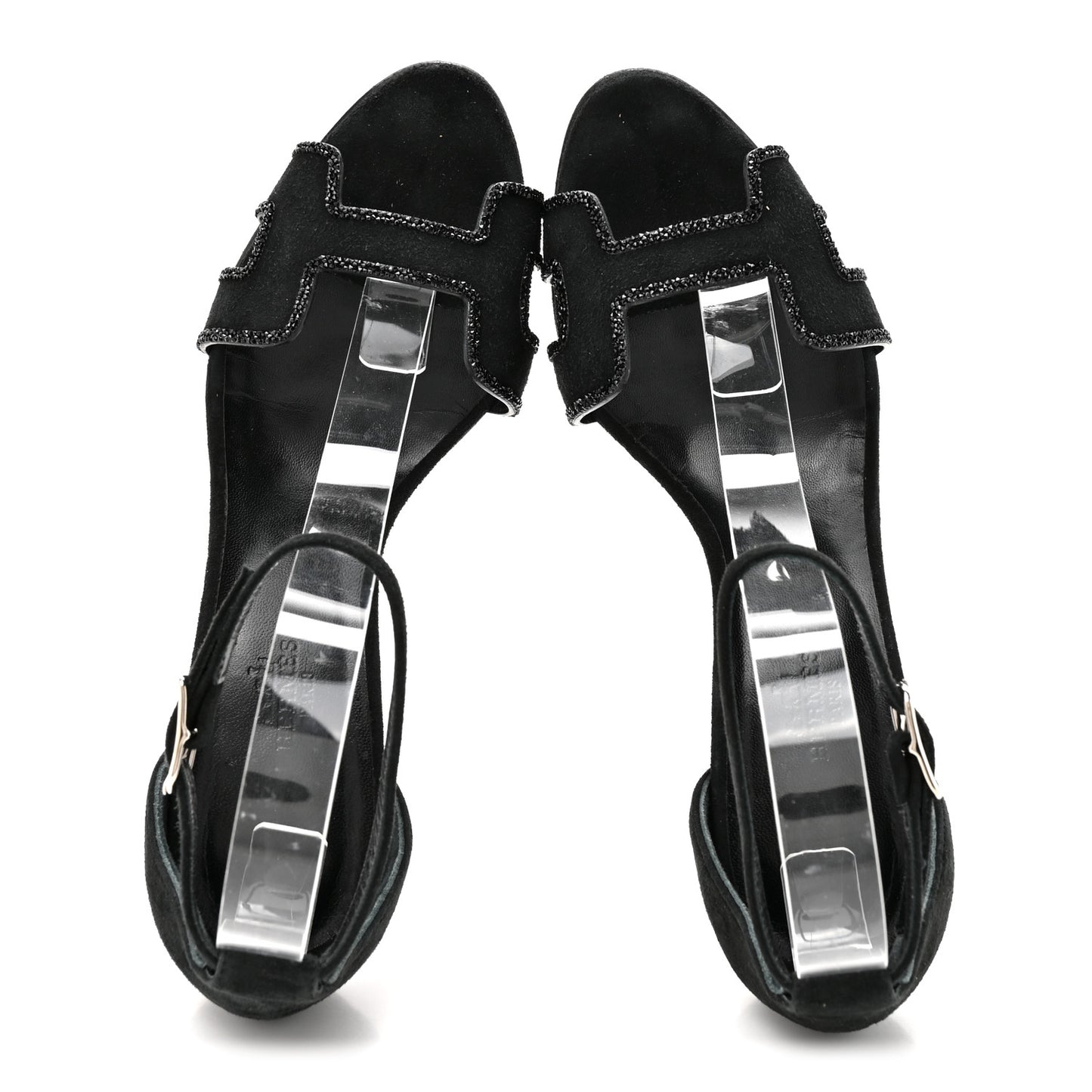 Suede Goatskin Crystal Premiere 70 Sandals 37 Black