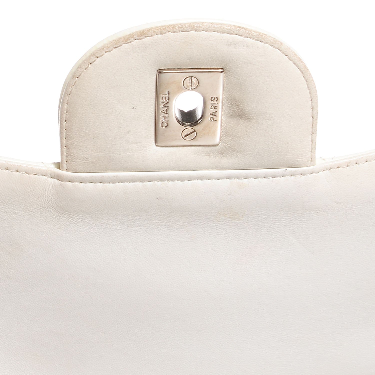 Chanel Distressed Patent Jumbo Single Flap White 5 of 11