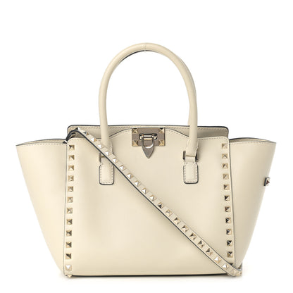Valentino Garavani Vitello Small Rockstud Double Handle Tote Ivory 1 of 12