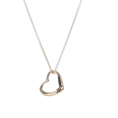 Tiffany 18K Yellow Gold Elsa Peretti Small Open Heart Pendant Necklace 4 of 8