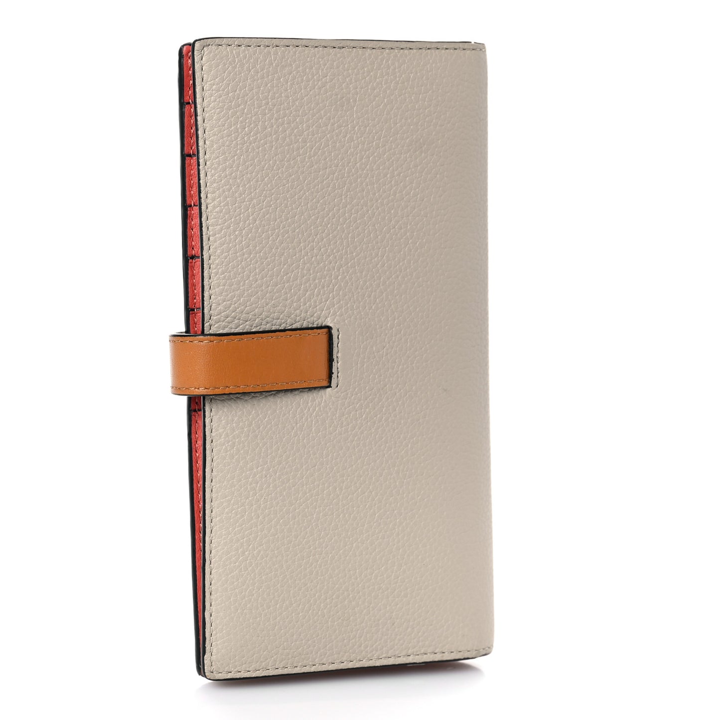 Grained Calfskin Large Vertical Wallet Light Oat
