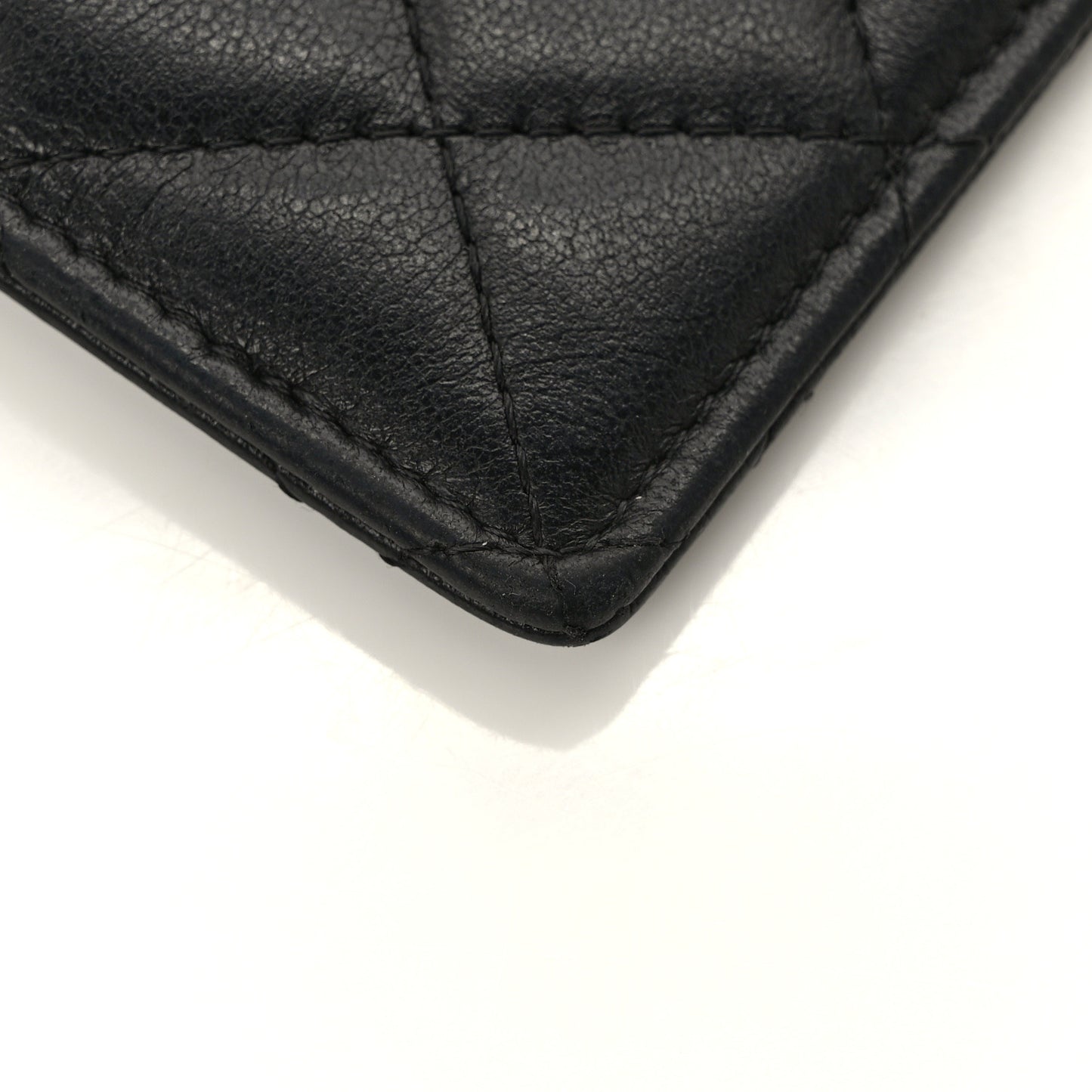 Lambskin Quilted Card Holder On Chain Black