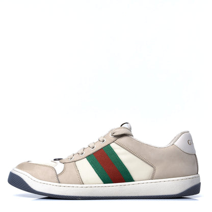 Gucci Nylon Nubuck Web Womens Screener Sneakers 41 Mystic White Dusty Milk 1 of 5