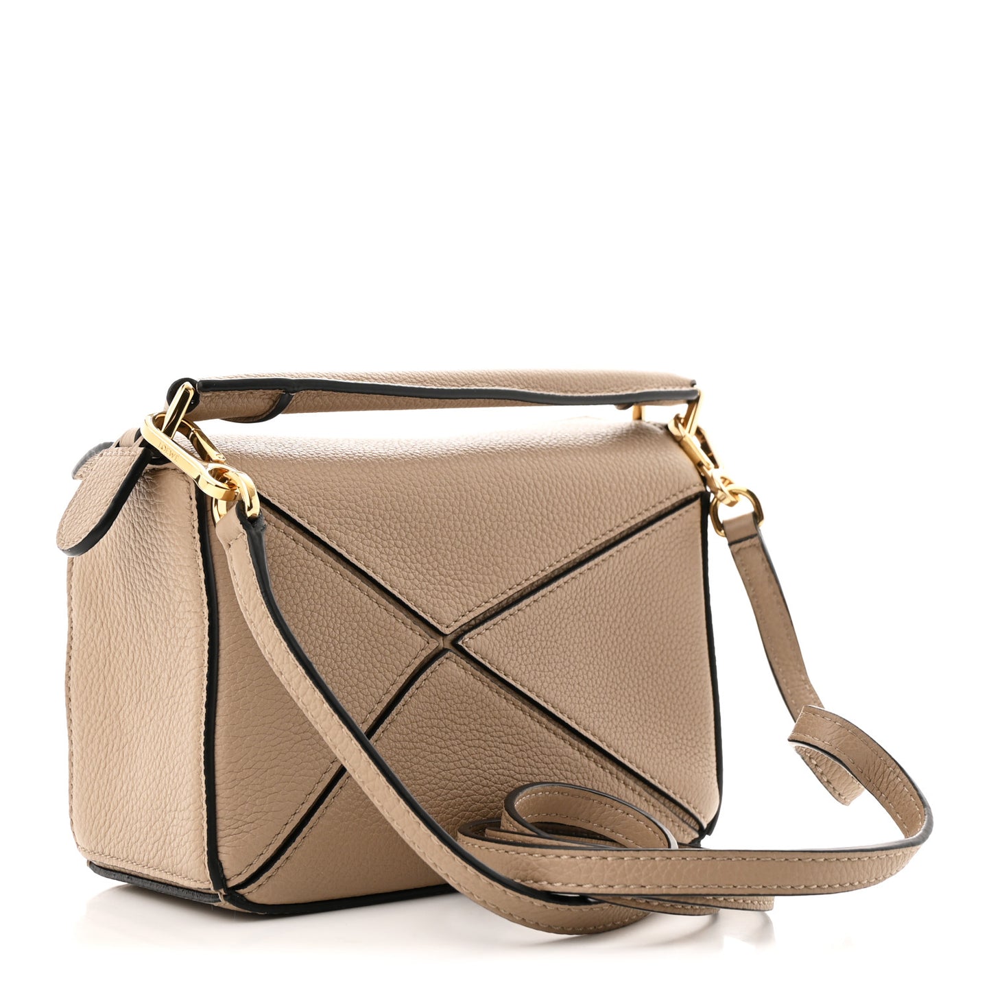 Grained Calfskin Mini Puzzle Bag Sand