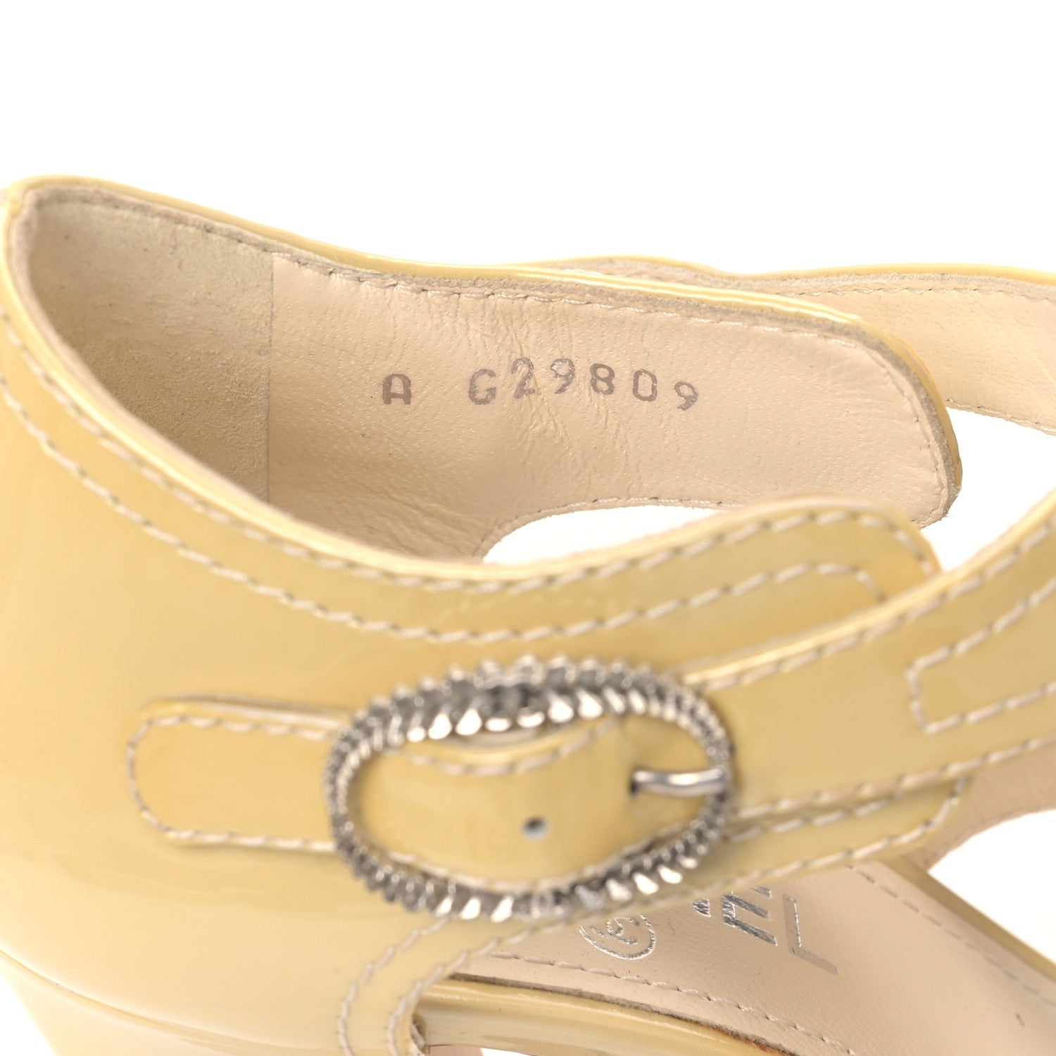 Chanel Patent Crystal CC Sandals 36 Beige Clair 8 of 11