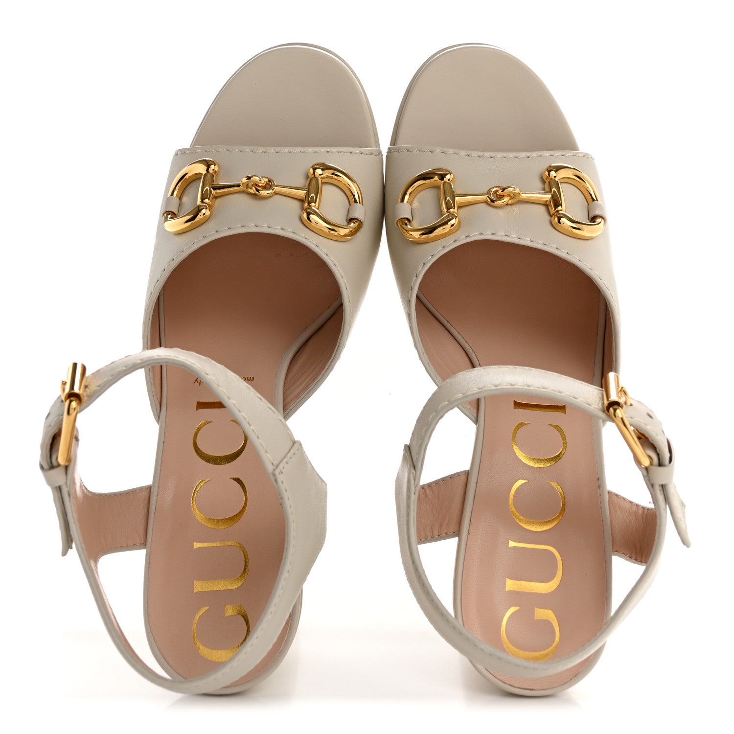 Gucci Nappa Charlotte Horsebit 40/135mm Platform Sandals 40.5 Mystic White 2 of 10