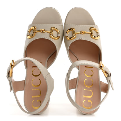 Gucci Nappa Charlotte Horsebit 40/135mm Platform Sandals 40.5 Mystic White 2 of 10