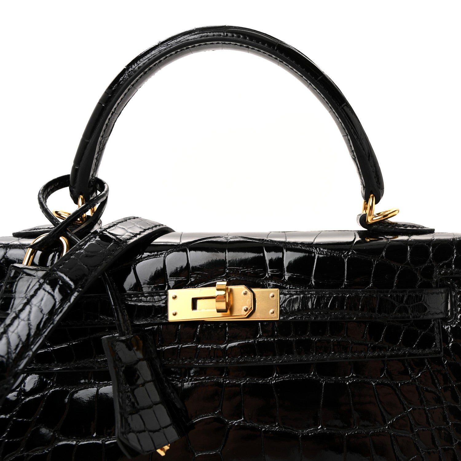 Hermes Shiny Alligator Kelly Sellier 25 Black 7 of 10