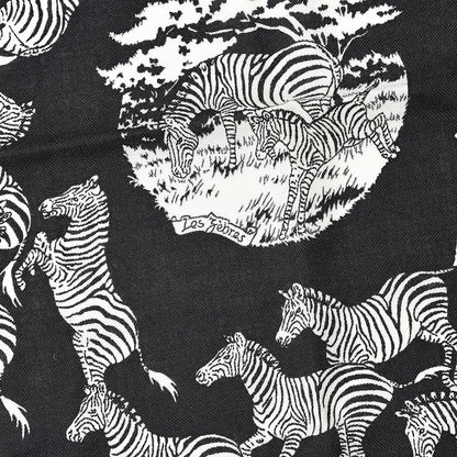 Hermes Cashmere Silk Les Zebras Bandana Scarf 55 Black Blanc 3 of 5