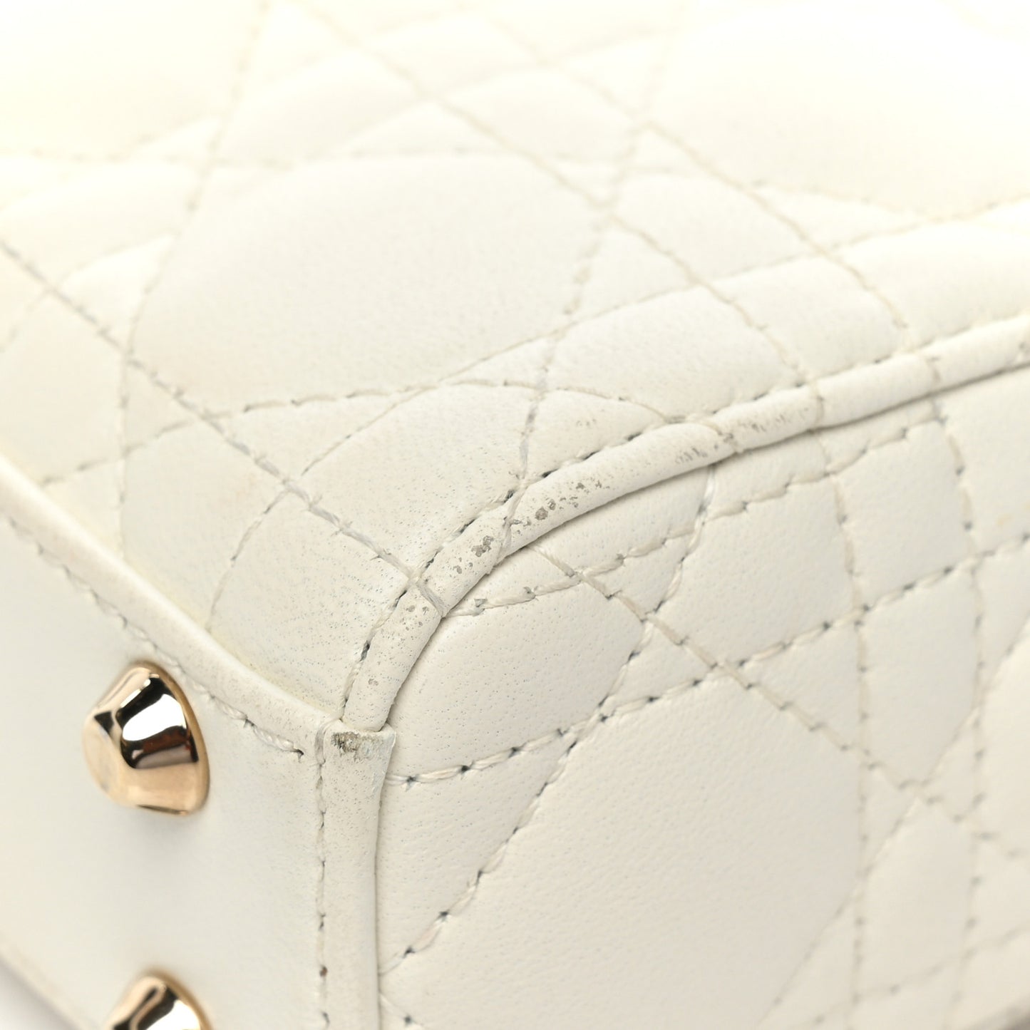 Lambskin Cannage Micro Lady Dior White