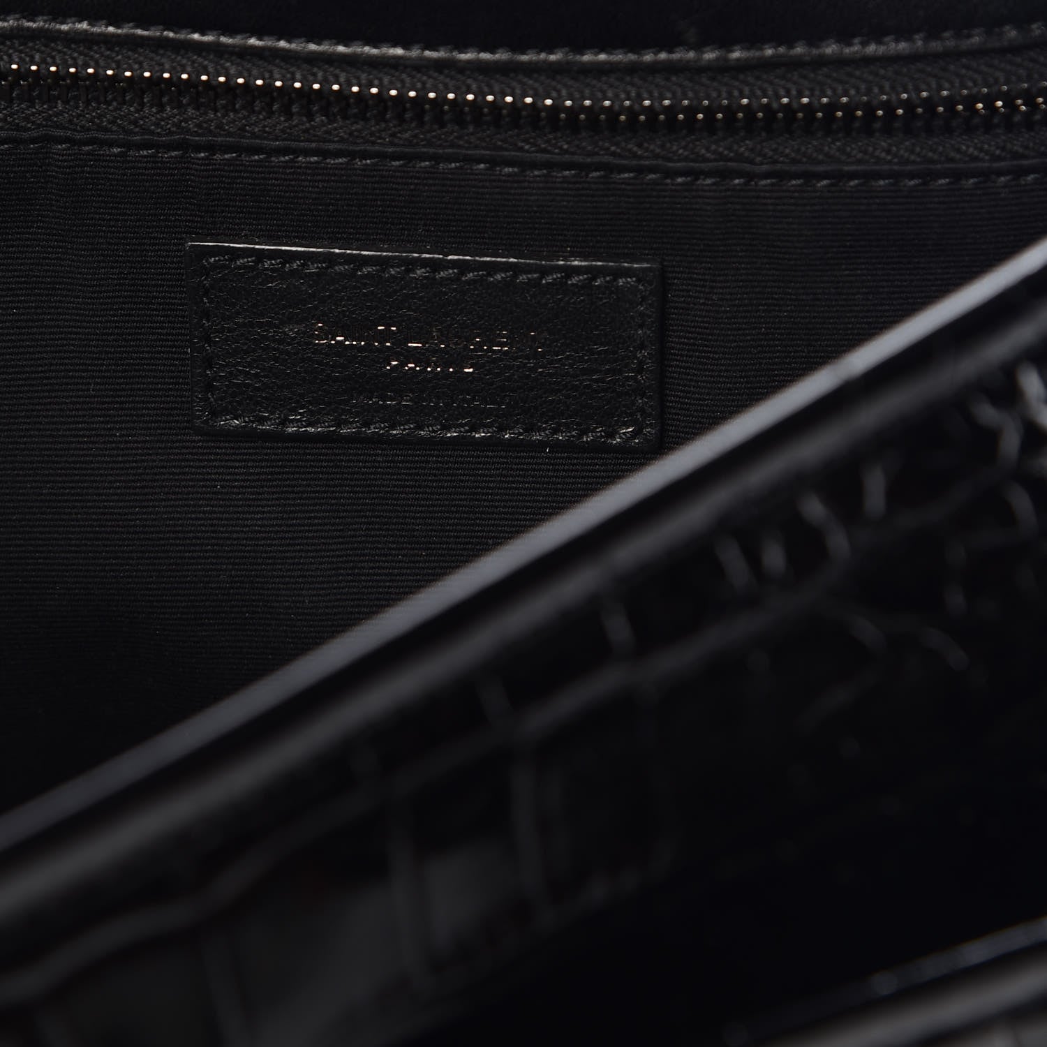 Saint Laurent Patent Crocodile Embossed Lambskin Monogram Medium Niki Chain Satchel Black 7 of 10