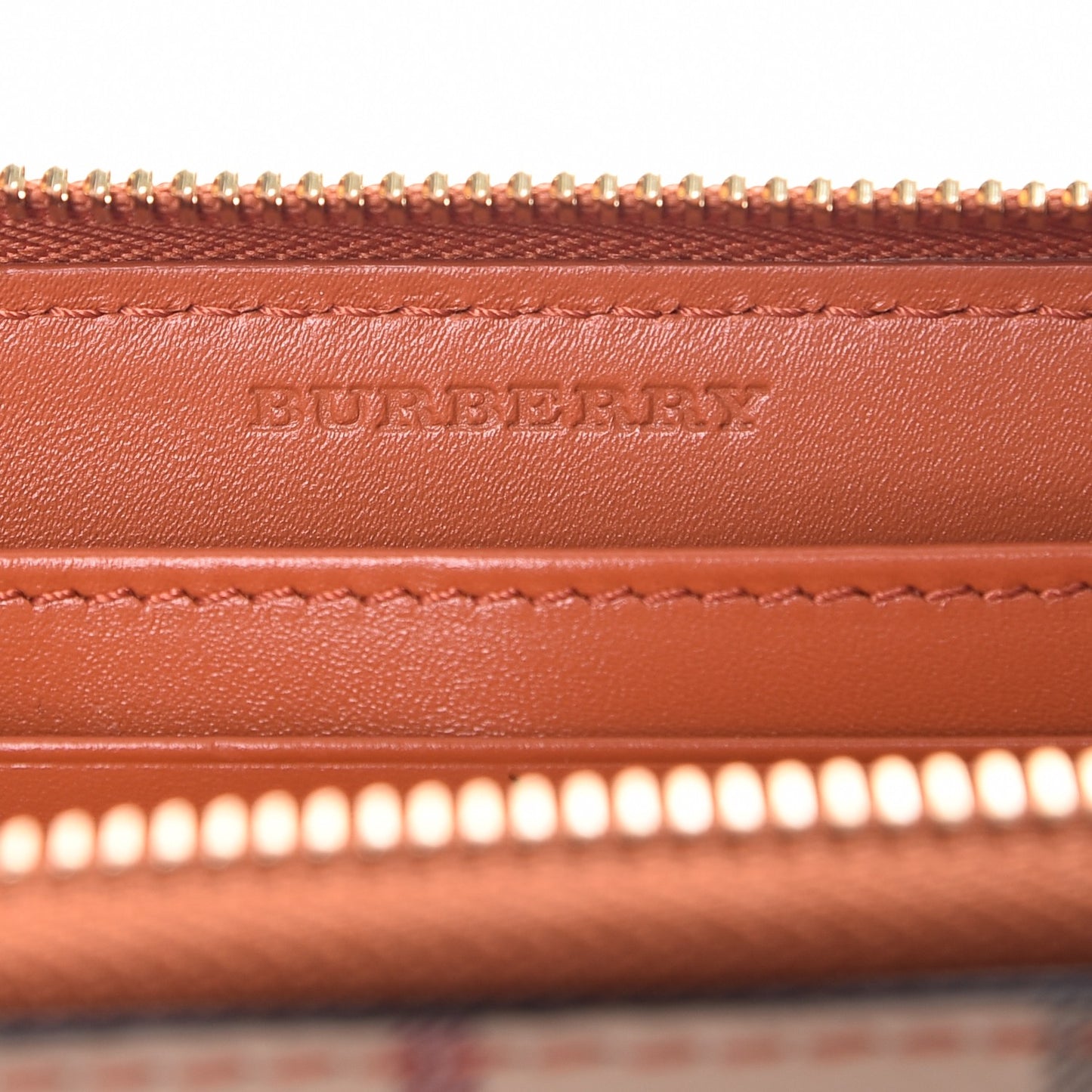 Haymarket Check Large Ziggy Zip Around Wallet Burnt Amber