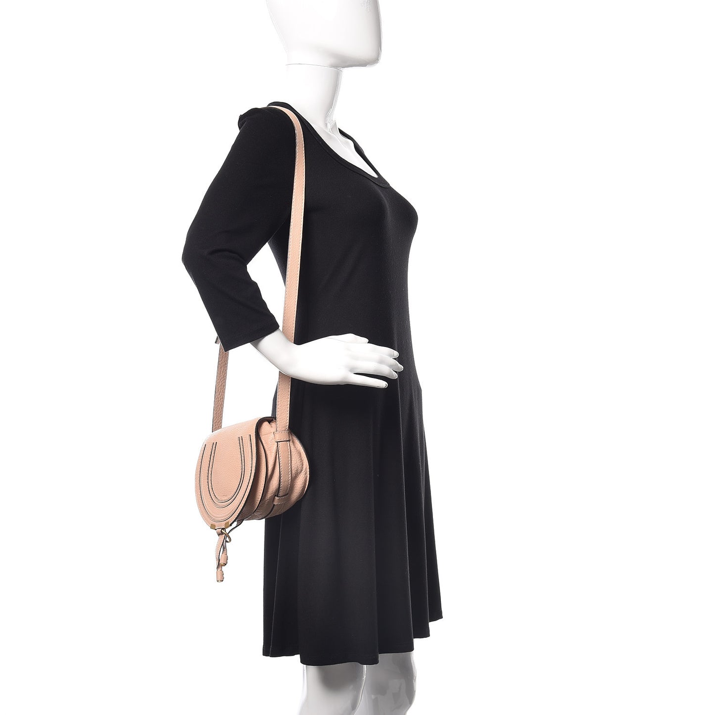 Calfskin Mini Marcie Round Crossbody Bag Blush Nude