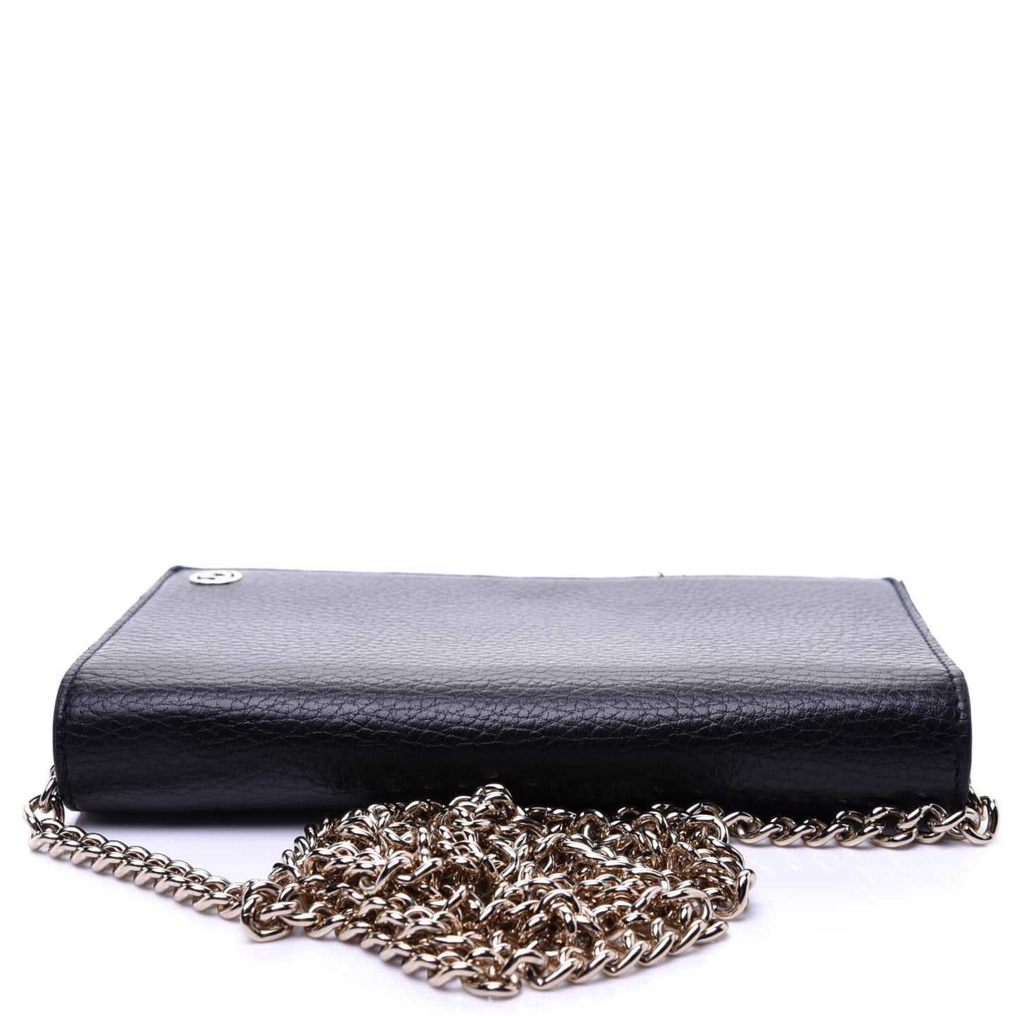 Dollar Calfskin Medium Betty Chain Wallet Black