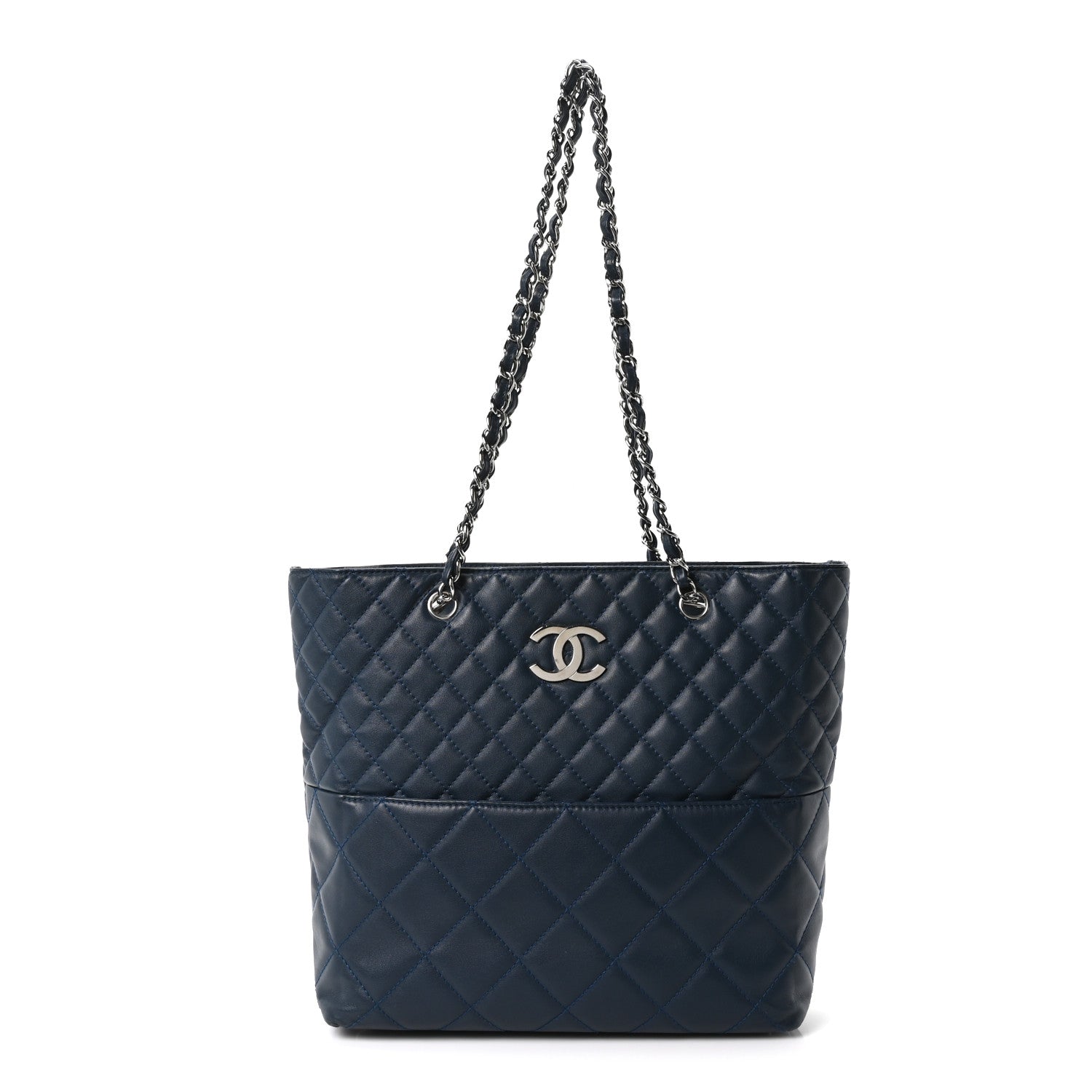 Chanel Calfskin Quilted In The Business North South Tote  Blue 1 of 10