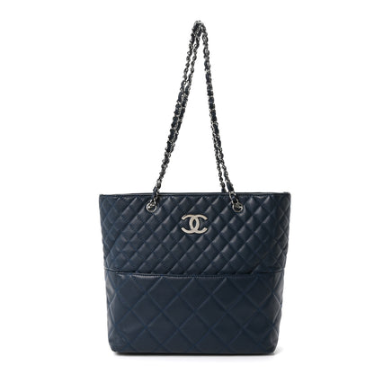 Chanel Calfskin Quilted In The Business North South Tote  Blue 1 of 10