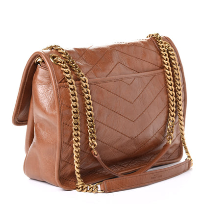 Saint Laurent Crinkled Calfskin Matelasse Monogram Medium Niki Chain Satchel Caramel 2 of 4