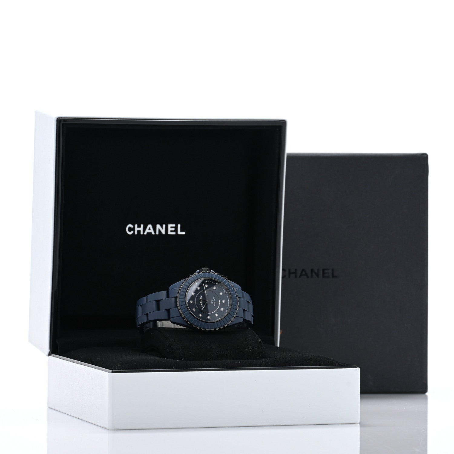 Chanel Stainless Steel Ceramic Diamond 33mm J12 Automatic Watch Blue 5 of 5